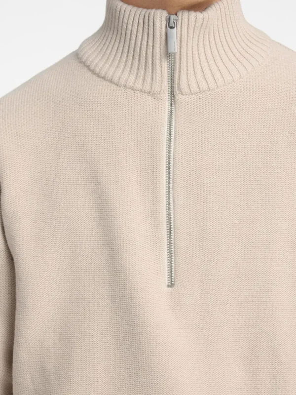 SELECTED HALVLÅNGT BLIXTLÅS TRÖJA Beige New