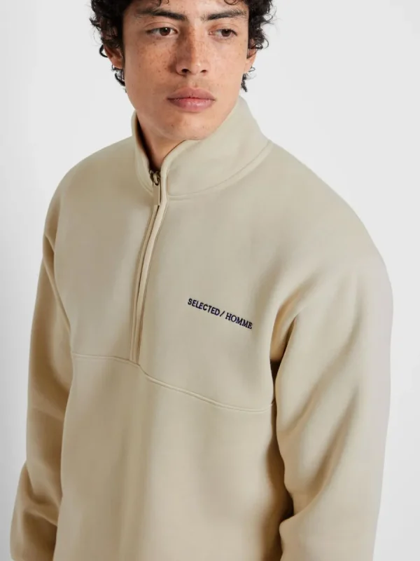 SELECTED HALVLÅNGT BLIXTLÅS TRÖJA Beige Shop