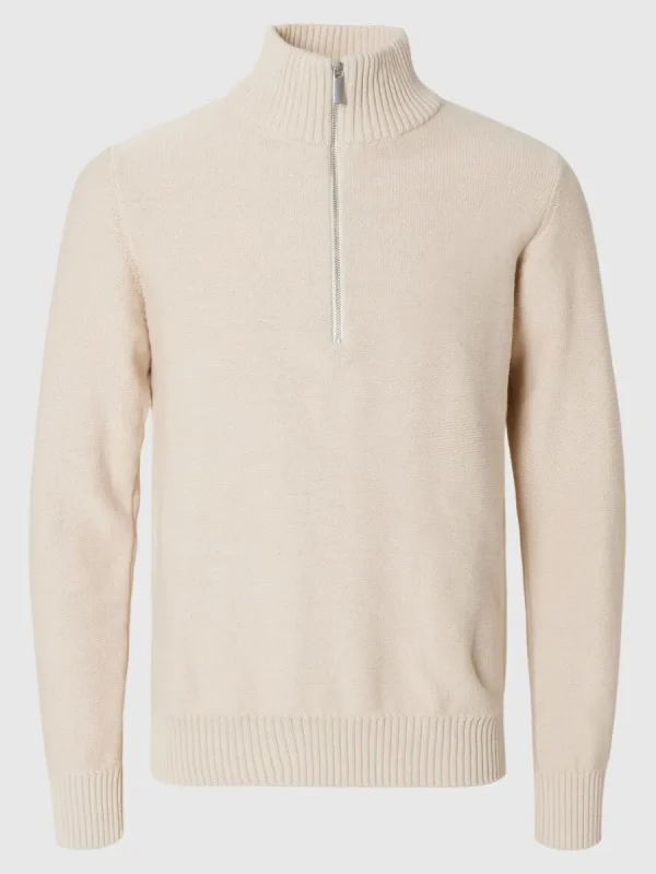 SELECTED HALVLÅNGT BLIXTLÅS TRÖJA Beige New