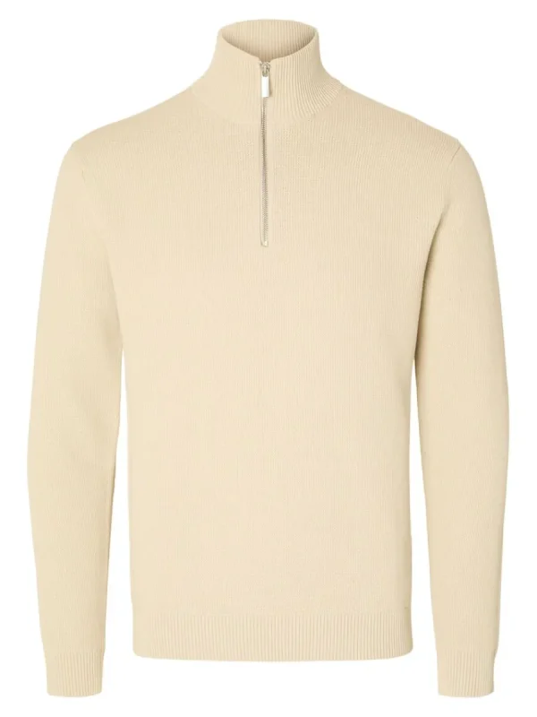 SELECTED HALVLÅNGT BLIXTLÅS TRÖJA Beige Cheap