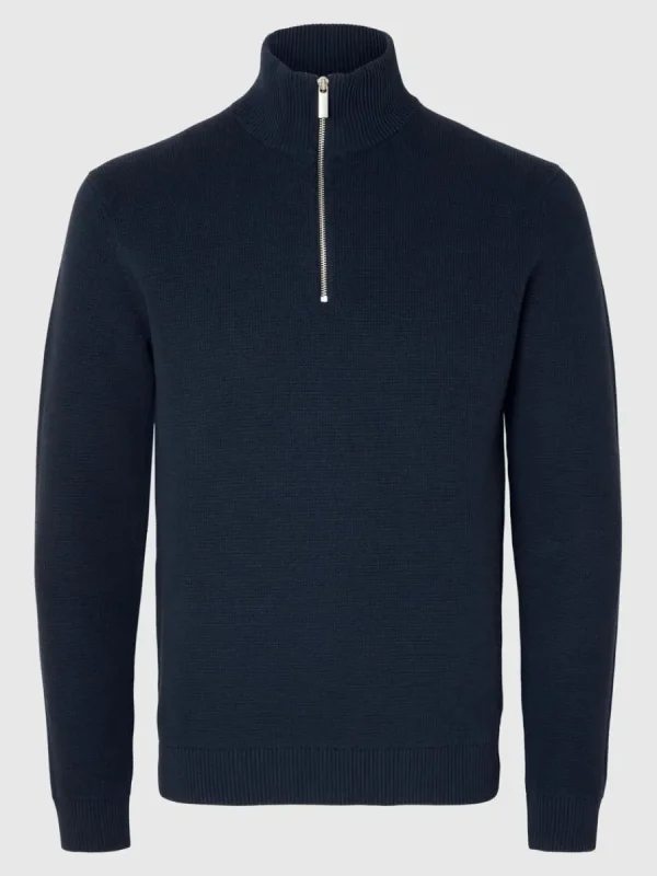 SELECTED HALVLÅNGT BLIXTLÅS TRÖJA Blue Fashion