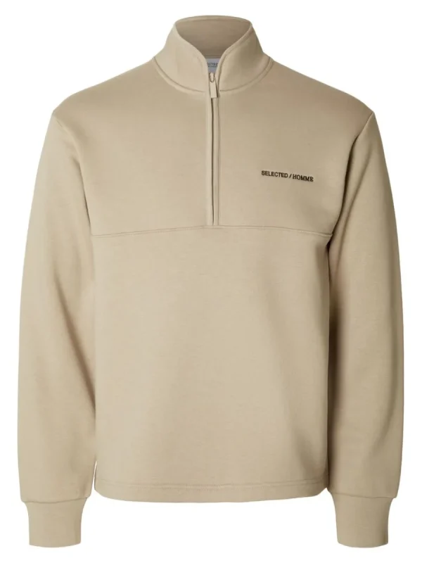 SELECTED HALVLÅNGT BLIXTLÅS TRÖJA Beige Shop