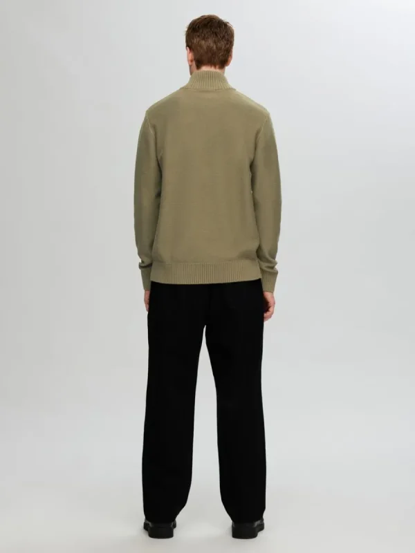 SELECTED HALVLÅNGT BLIXTLÅS TRÖJA Green Best Sale