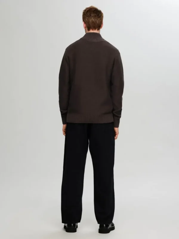 SELECTED HALVLÅNGT BLIXTLÅS TRÖJA Brown Flash Sale