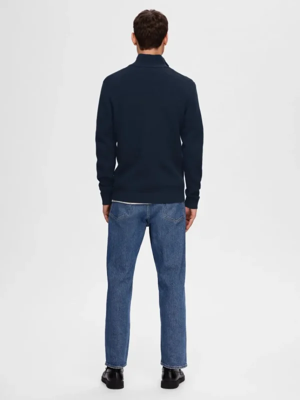 SELECTED HALVLÅNGT BLIXTLÅS TRÖJA Blue Fashion