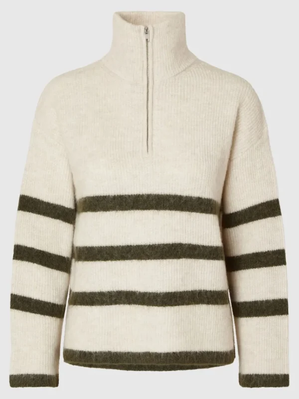 SELECTED HALVLÅNGT BLIXTLÅS TRÖJA Beige Outlet