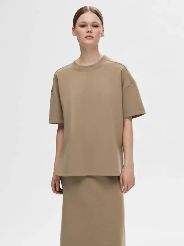 SELECTED HALVPOLO T-SHIRT Brown Online