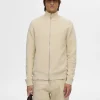 SELECTED HÖG HALS MED BLIXTLÅS STICKAD KOFTA Beige Cheap