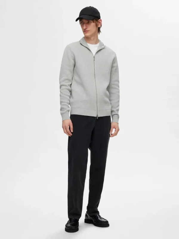 SELECTED HÖG HALS MED BLIXTLÅS STICKAD KOFTA Grey Shop