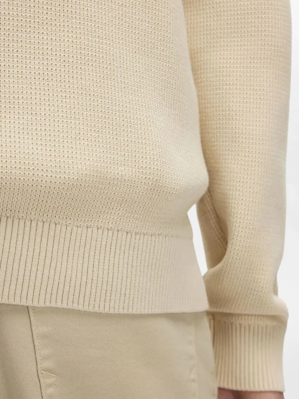 SELECTED HÖG HALS MED BLIXTLÅS STICKAD KOFTA Beige Cheap