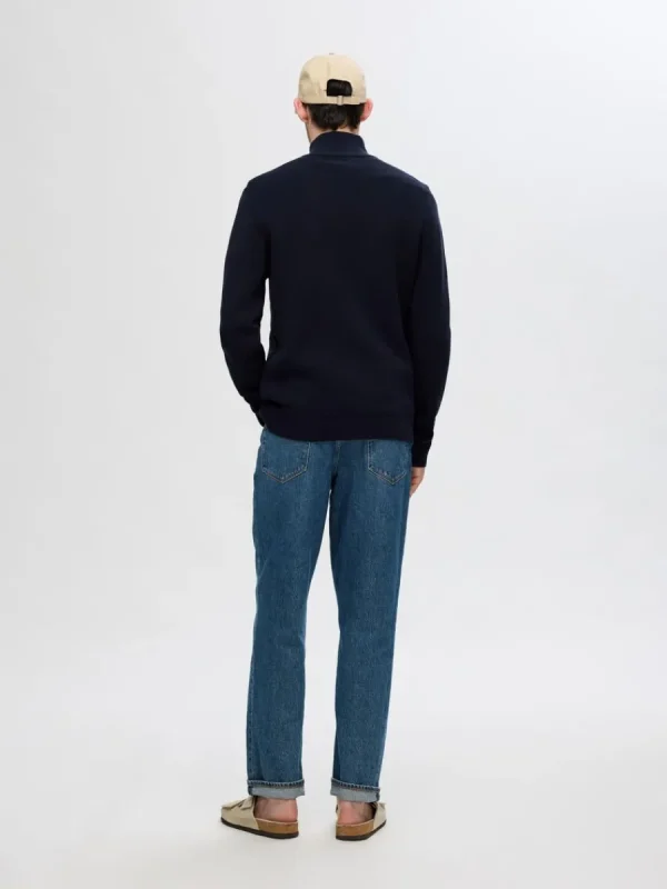 SELECTED HÖG HALS MED BLIXTLÅS STICKAD KOFTA Blue Discount