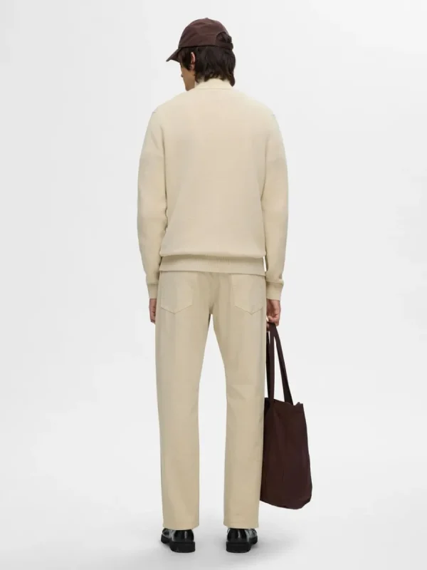 SELECTED HÖG HALS MED BLIXTLÅS STICKAD KOFTA Beige Cheap