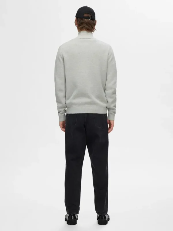 SELECTED HÖG HALS MED BLIXTLÅS STICKAD KOFTA Grey Shop