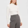 SELECTED HÖG HALS MED TEXTUR STICKAD TOPP White Sale