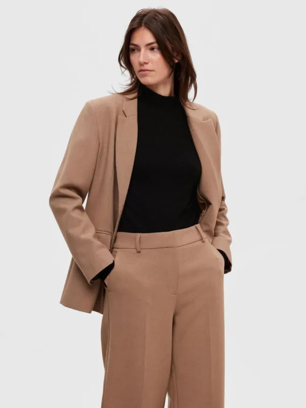SELECTED HÖG HALS MED TEXTUR STICKAD TOPP Black Discount