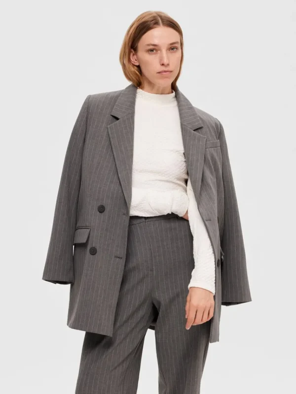 SELECTED HÖG HALS MED TEXTUR STICKAD TOPP White Sale