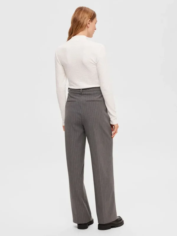 SELECTED HÖG HALS MED TEXTUR STICKAD TOPP White Sale