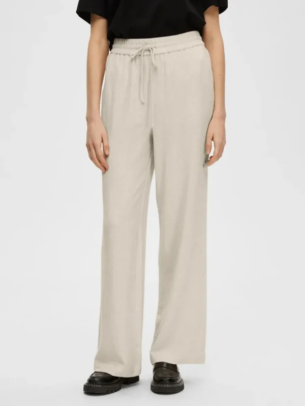 SELECTED HÖG MIDJA BYXOR Beige Shop