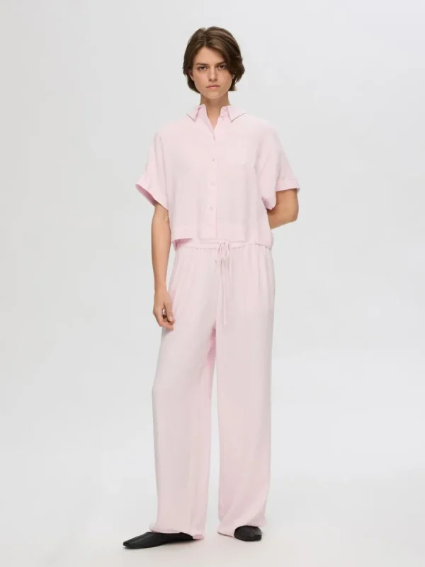 SELECTED HÖG MIDJA BYXOR Pink Sale