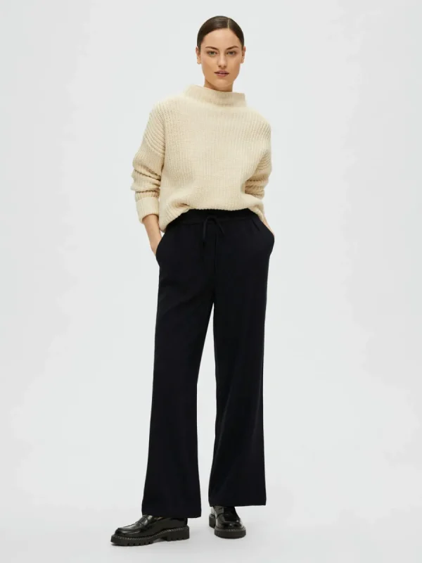 SELECTED HÖG MIDJA BYXOR Black Discount