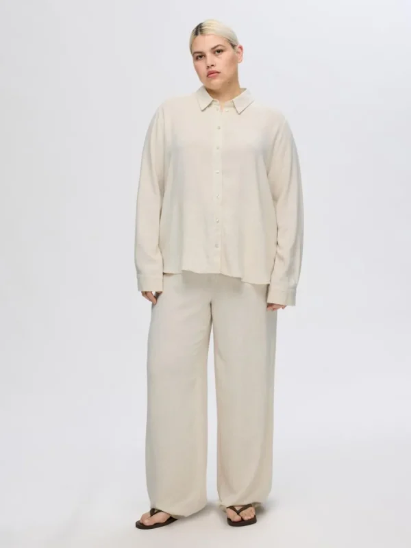 SELECTED HÖG MIDJA BYXOR Beige Shop