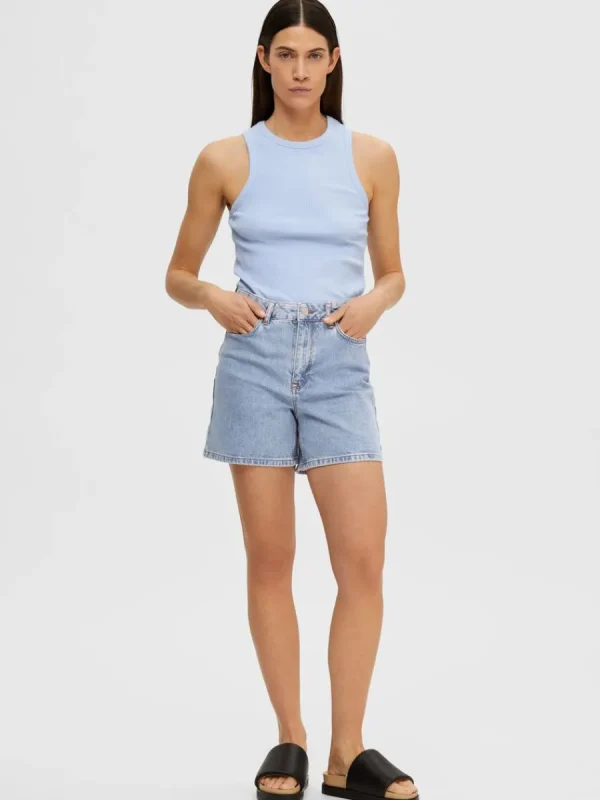 SELECTED HÖG MIDJA JEANSSHORTS Blue Store