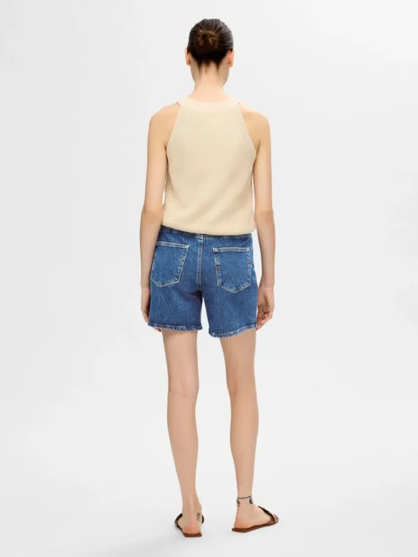 SELECTED HÖG MIDJA JEANSSHORTS Blue New