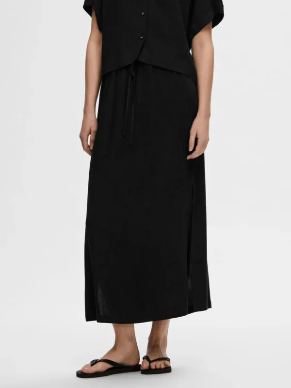 SELECTED HÖG MIDJA MAXIKJOL Black Sale