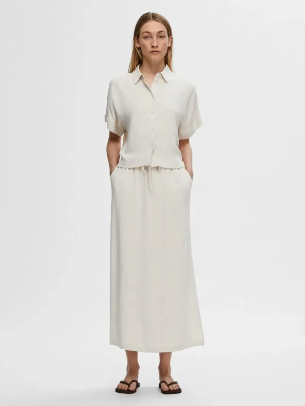 SELECTED HÖG MIDJA MAXIKJOL Beige Shop