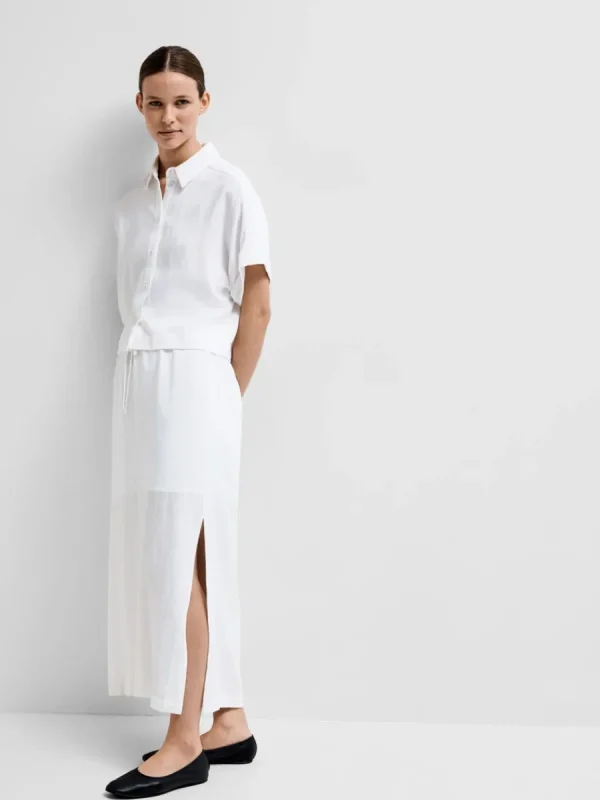 SELECTED HÖG MIDJA MAXIKJOL White New