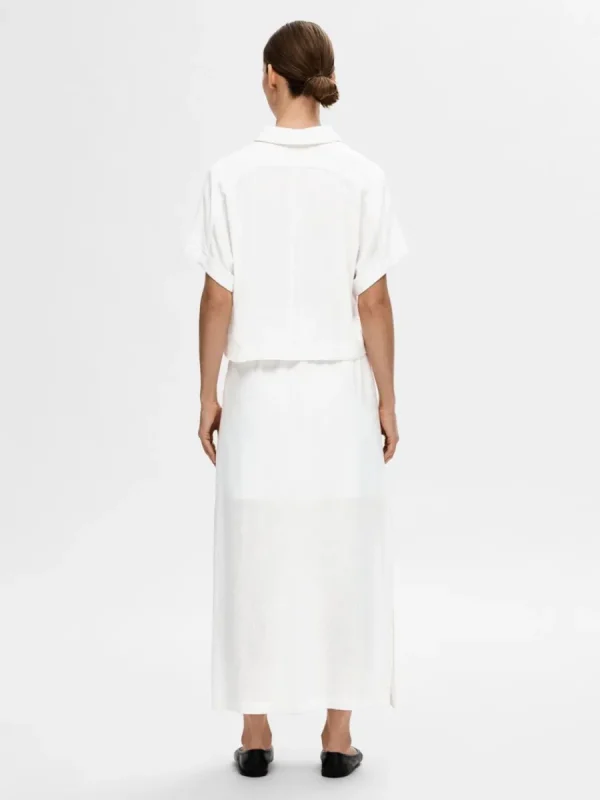 SELECTED HÖG MIDJA MAXIKJOL White New