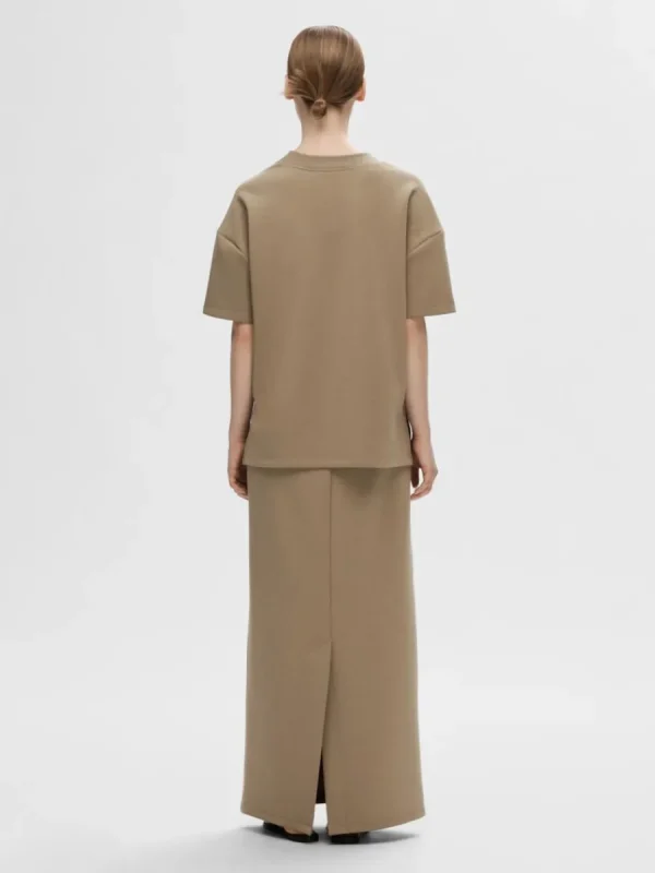 SELECTED HÖG MIDJA MAXIKJOL Brown Cheap