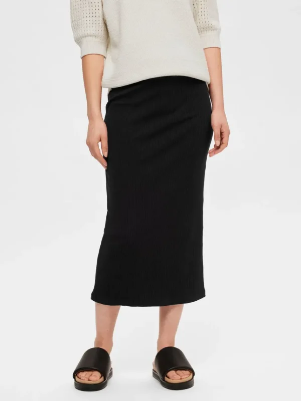 SELECTED HÖG MIDJA MIDIKJOL Black Online