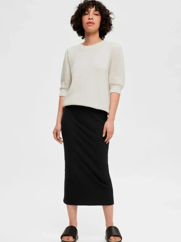 SELECTED HÖG MIDJA MIDIKJOL Black Online