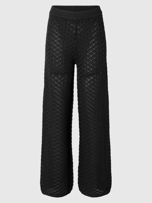 SELECTED HÖG MIDJA STICKADE BYXOR Black Sale
