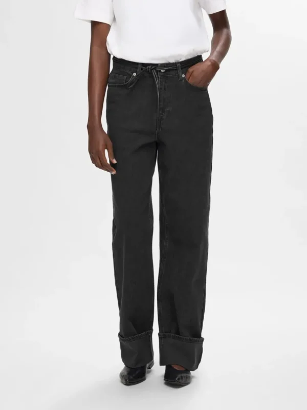 SELECTED HÖG MIDJA VIDA JEANS Black Cheap