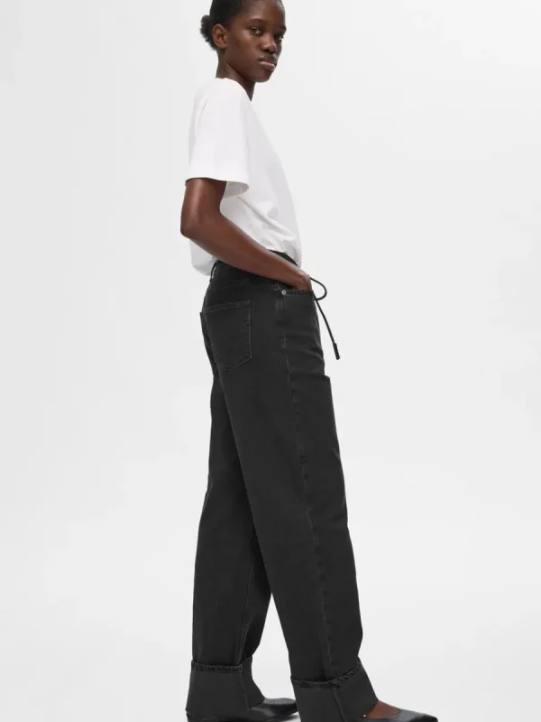 SELECTED HÖG MIDJA VIDA JEANS Black Cheap