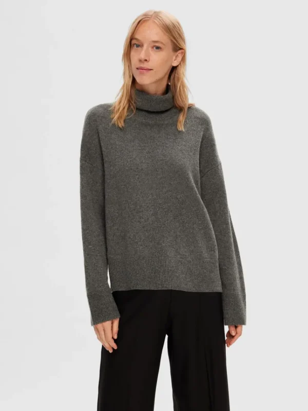 SELECTED HÖGHALSAD TRÖJA Grey Cheap