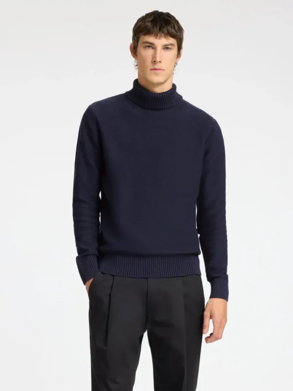 SELECTED HÖGHALSAD TRÖJA Blue Cheap