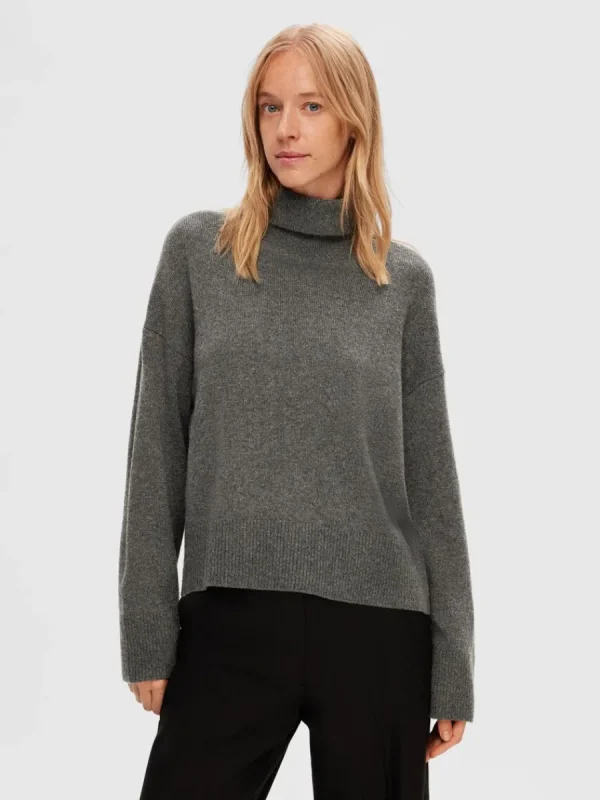 SELECTED HÖGHALSAD TRÖJA Grey Cheap