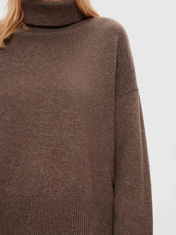 SELECTED HÖGHALSAD TRÖJA Brown Clearance