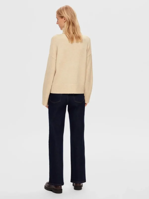 SELECTED HÖGHALSAD TRÖJA Beige Cheap