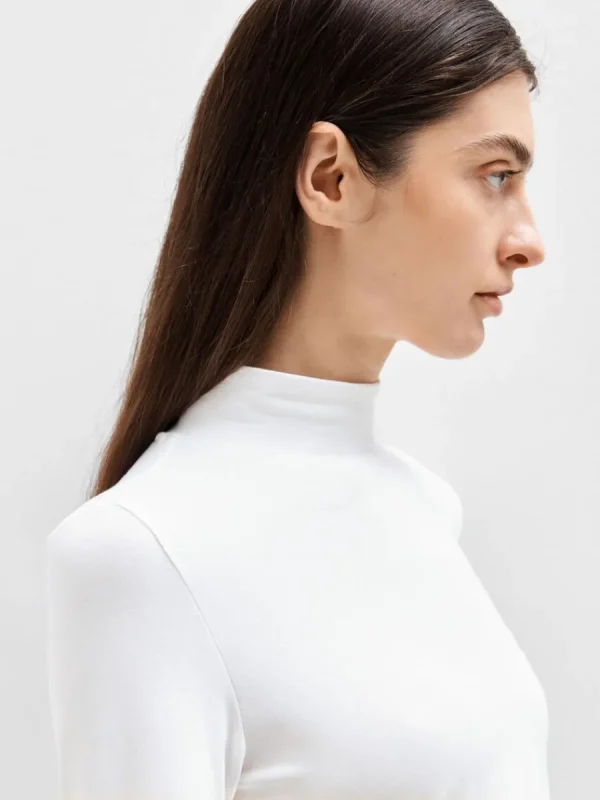 SELECTED HÖGHALSAD T-SHIRT White Clearance