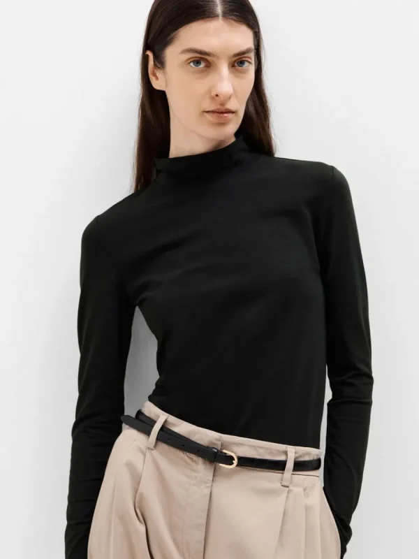 SELECTED HÖGHALSAD T-SHIRT Black Fashion
