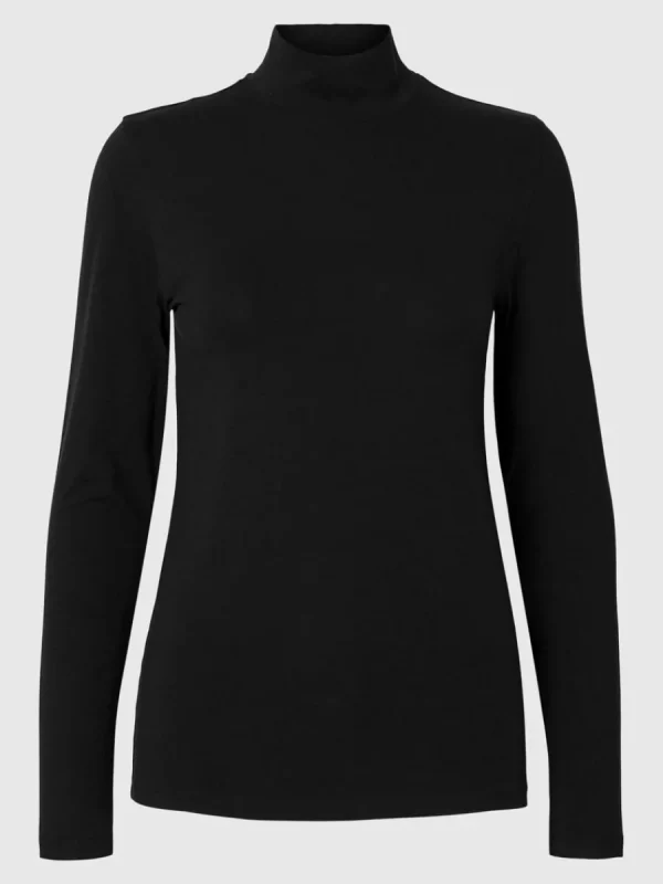 SELECTED HÖGHALSAD T-SHIRT Black Fashion