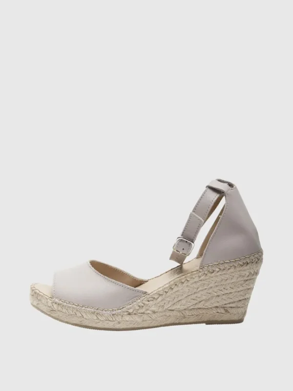 SELECTED HÖGKLACKADE LÄDER ESPADRILLES Beige Store