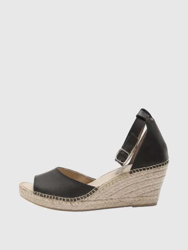 SELECTED HÖGKLACKADE LÄDER ESPADRILLES Black Online