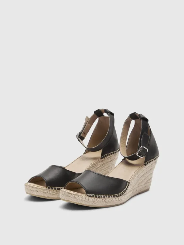 SELECTED HÖGKLACKADE LÄDER ESPADRILLES Black Online