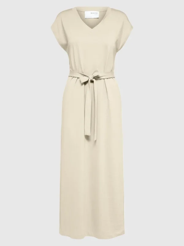 SELECTED HOLKÄRM MIDIKLÄNNING Beige Clearance