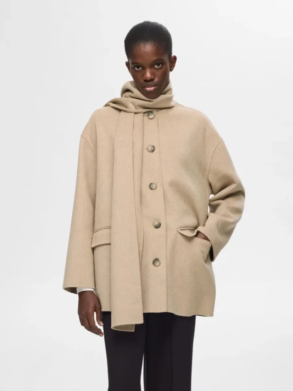 SELECTED INBYGGD HALSDUK JACKA Beige Fashion